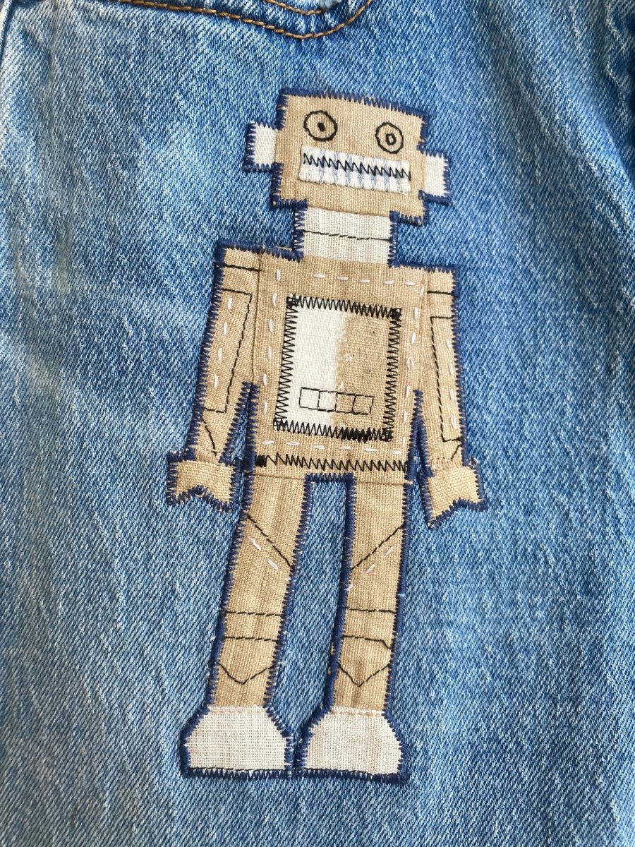 Robot Hand - Patched and - Embroidered Jeans (Reworked) - Made X Hudson
