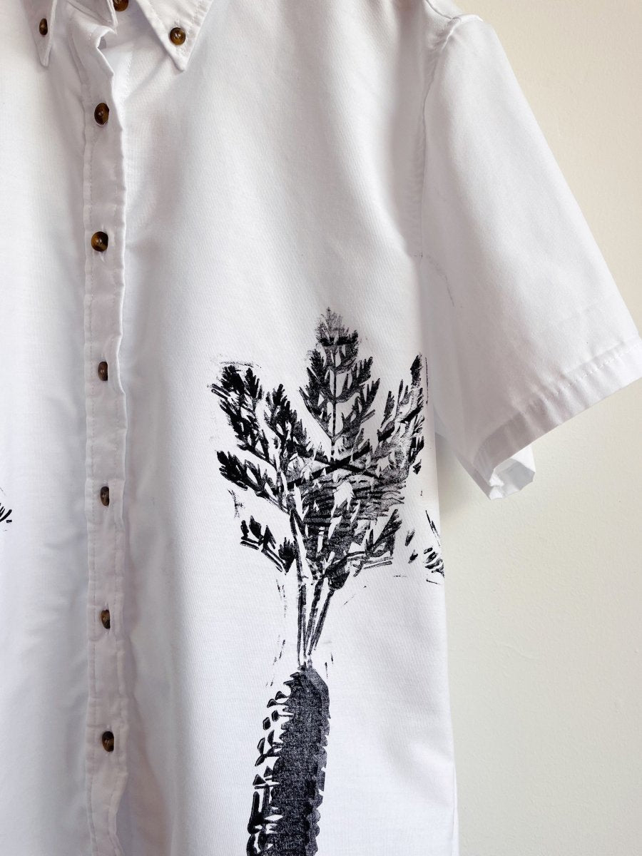 Short Sleeve Carrot Shirt w/ Tortoise Buttons (Reworked) - Made X Hudson