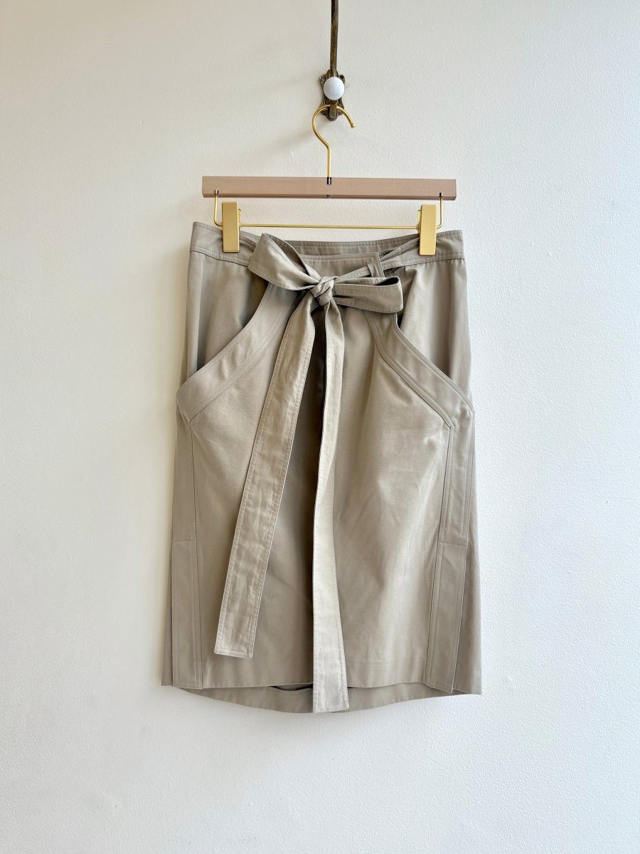 Calvin Klein | Beige Pencil Skirt w/ Bow Belt (Vintage) - Made X Hudson