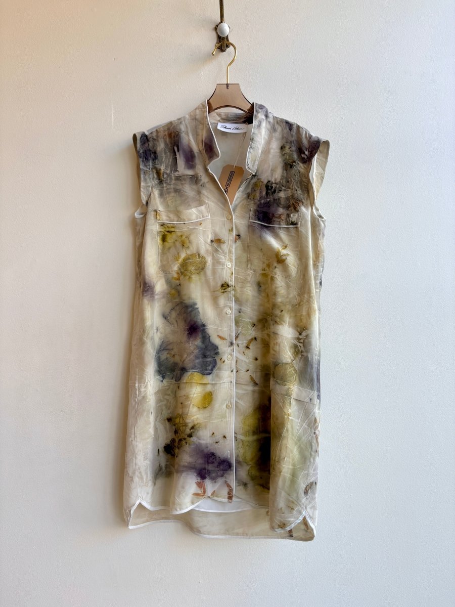 Rose Mallow and Gold Silk Dress | Eco Printed (Reworked) - Made X Hudson
