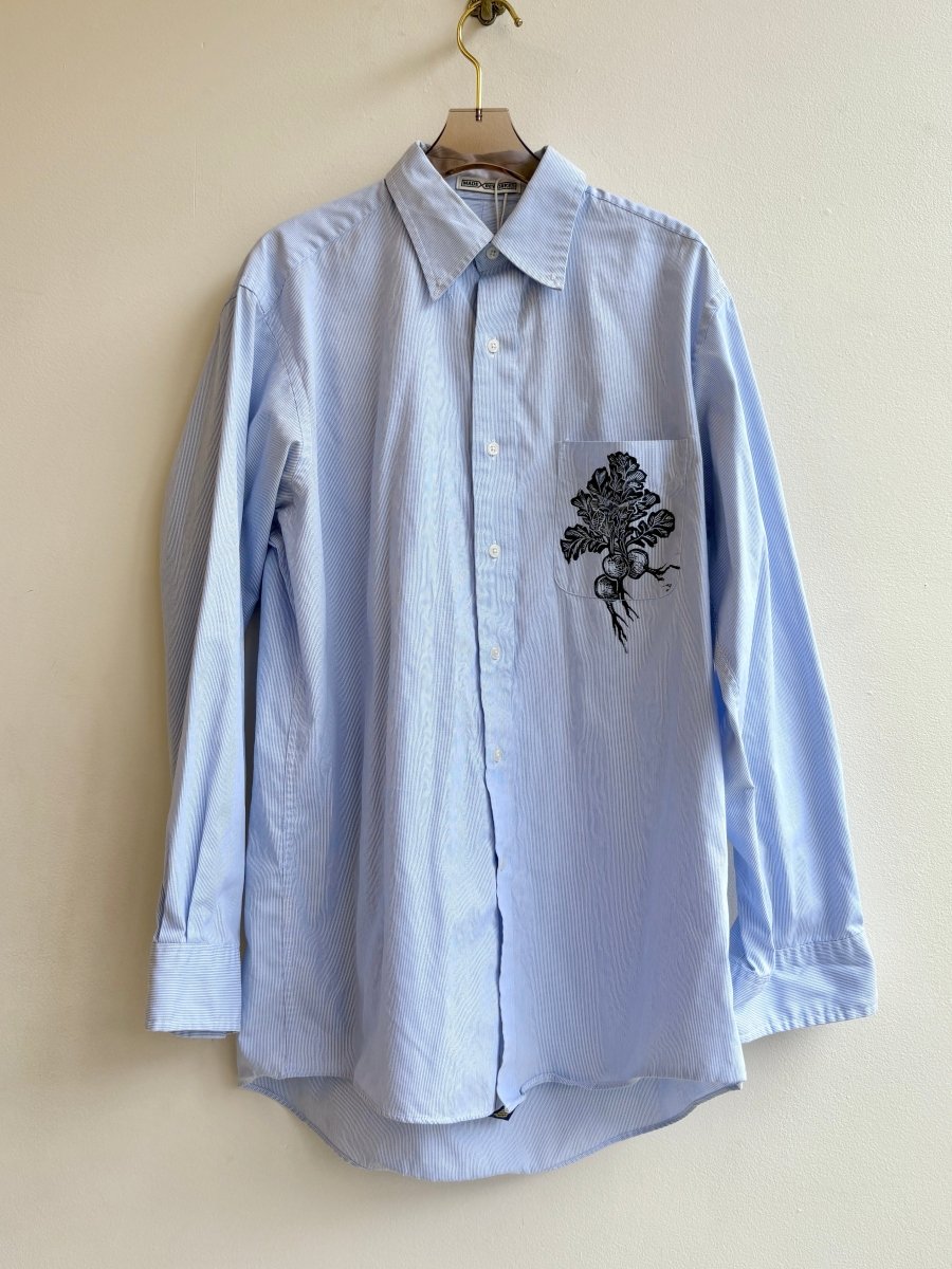 “Billy” Blue & White Mini - Stripe Radish Pocket Print (Reworked) - Made X Hudson