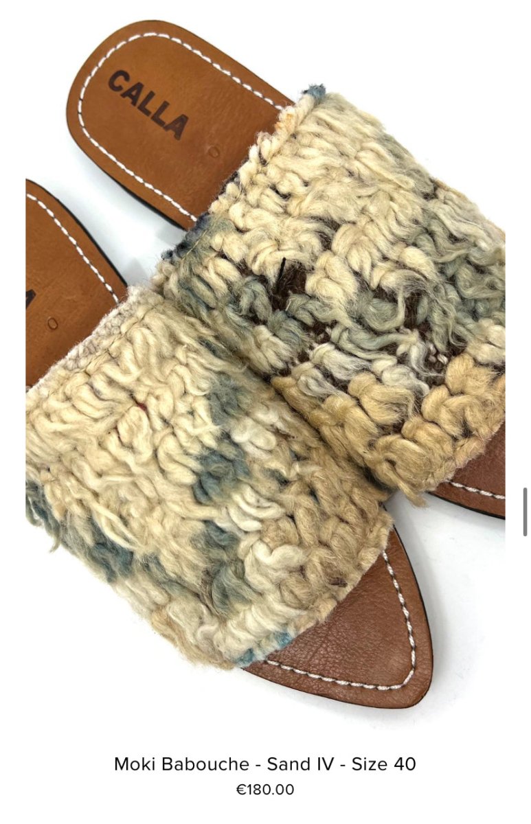 Moki Babouche “Sand IV” Flats In Colors Pale Grey & Cream (Size 40) - Made X Hudson