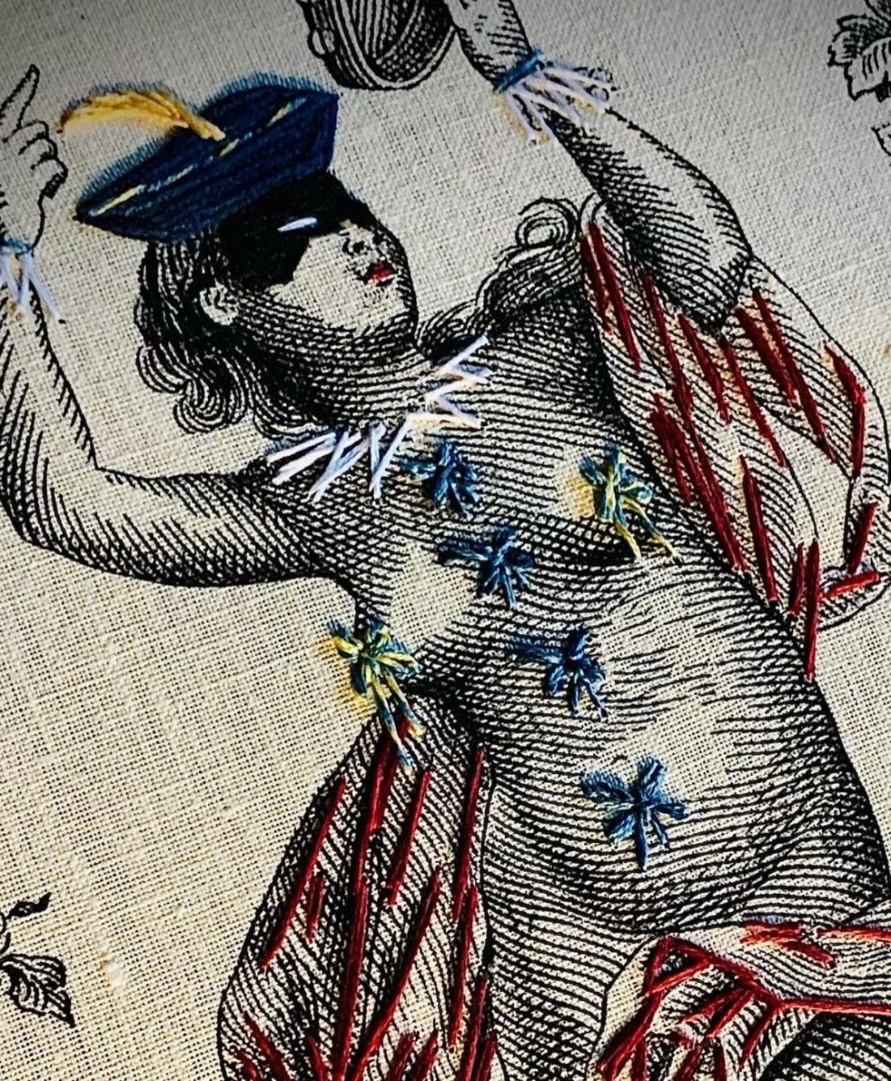 Nude In A Hat Blue & Red Wall Art By Richard Saja - Made X Hudson