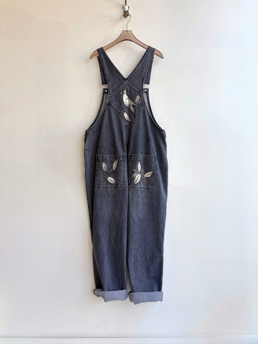 Bird Song Black Overalls | Hand Painted (Reworked) - Made X Hudson