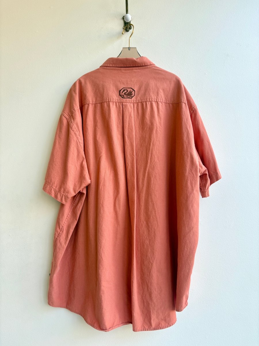Chestnut Tiny Print Short Sleeve Button Up in Clay | Block Printed (Reworked) - Made X Hudson