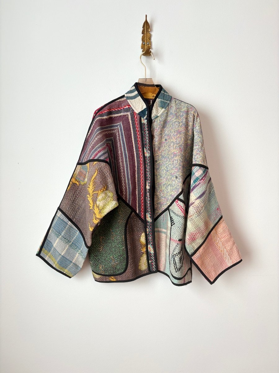 Reversible Ladhiya Quilted Jacket in Colors Powder Blue, Magenta, Red, Lavender & Blue, Pink, Green, Marigold - Made X Hudson