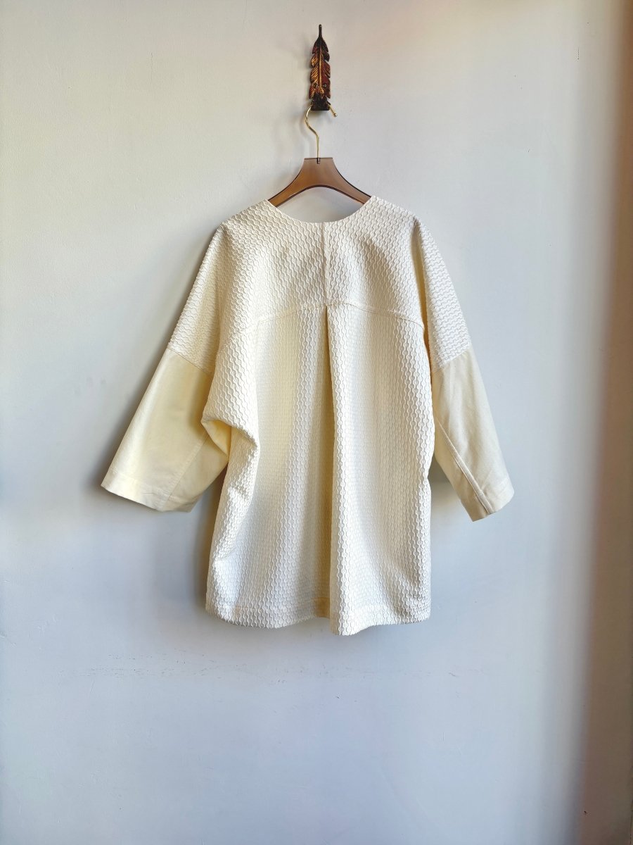 Cream Corduroy & Textured Novelty Fabric Chore Jacket - Made X Hudson