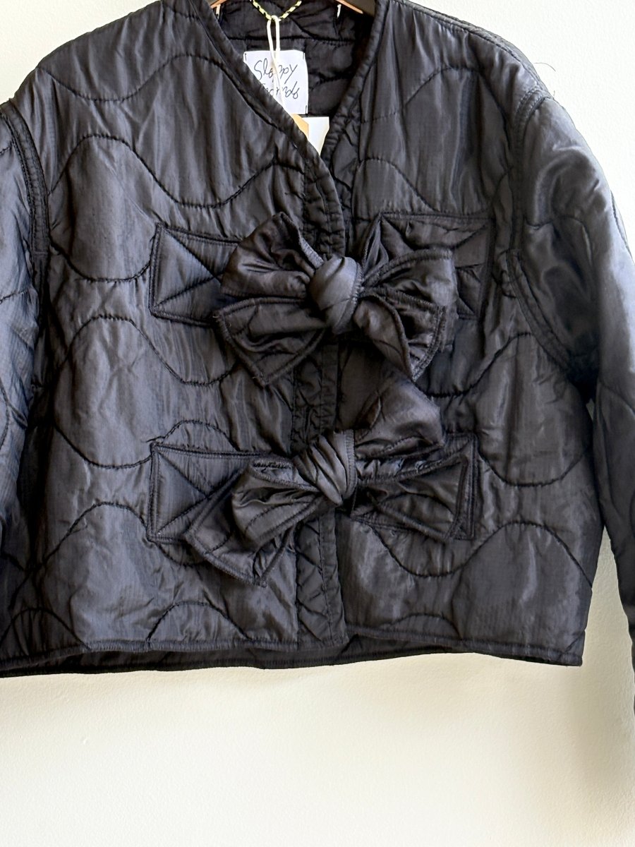 Black Army Liner Quilted Coat w/ Tie Close (Reworked) - Made X Hudson