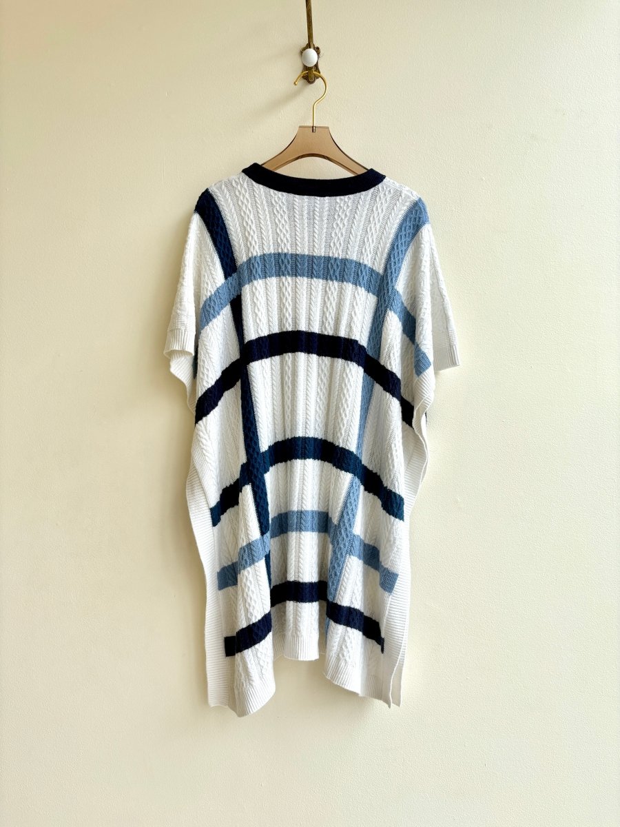 Draper James | Knit Sweater Vest White & Blue Stripe (Vintage) - Made X Hudson