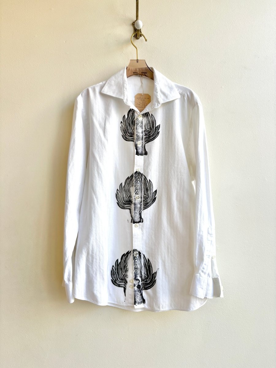 "Clark” White Twill Artichoke Print (Reworked) - Made X Hudson