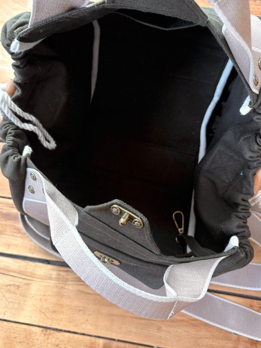 Mini Cross - Body Duffel Bag in Moss Hemp - Cotton with Cream Webbing - Made X Hudson