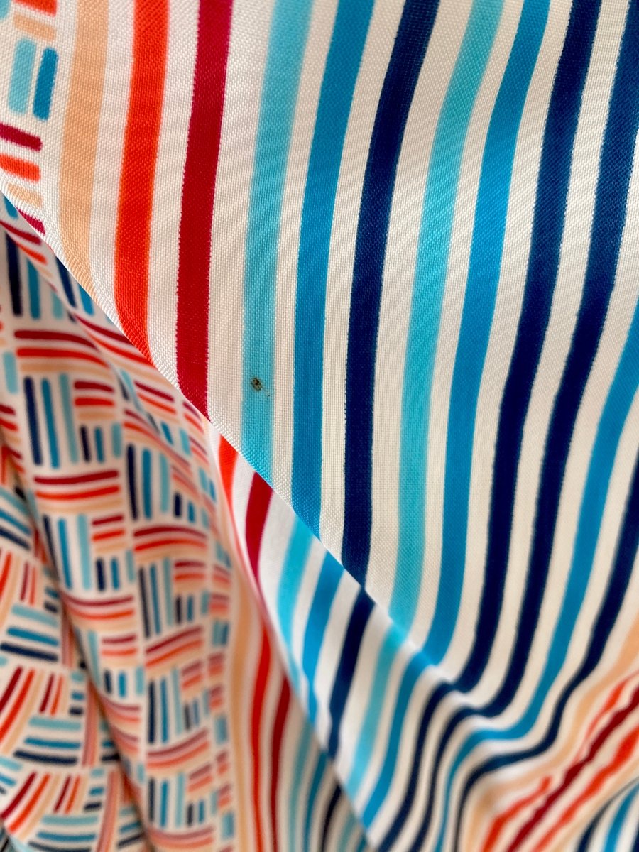 Zero Waste Blue & Orange Dress w/ Bow Accent Shoulder - Made X Hudson