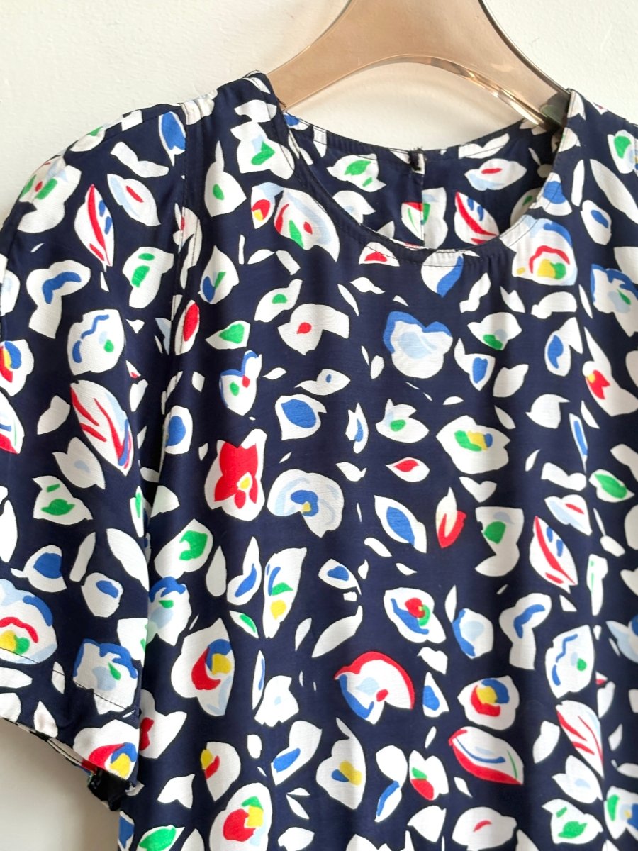 Navy Abstract Print Dress (Vintage) - Made X Hudson