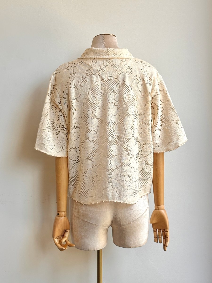 Cream Heirloom Lace Shirt - Made X Hudson