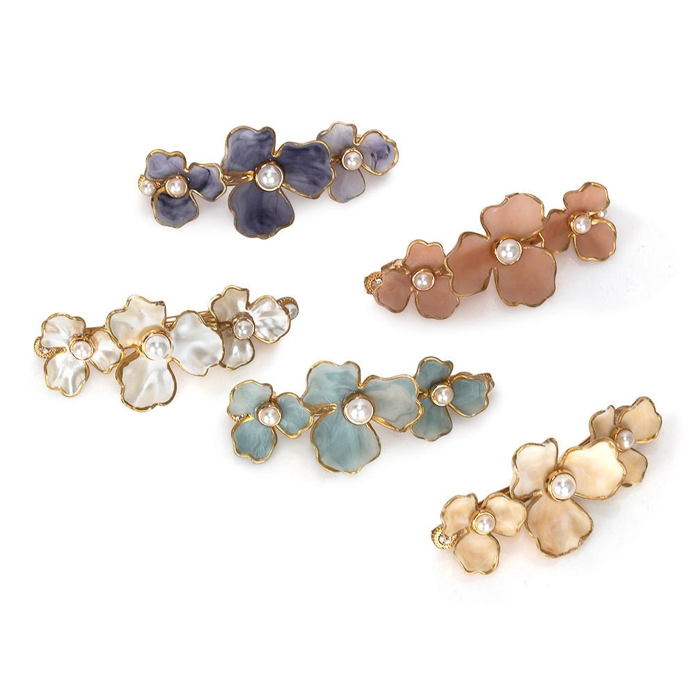 Three Flower Petal Barrette (Multiple Colors) - Made X Hudson