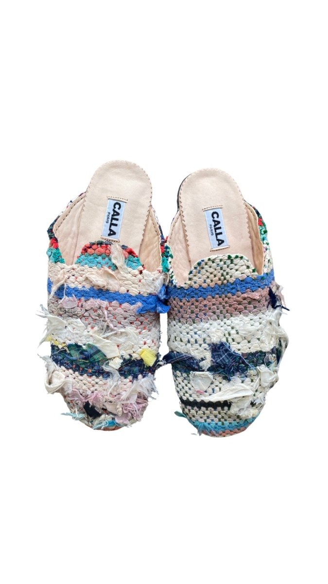 Kili Babouche “Cleo IX” Flats In Colors Blue, Cream, Terracotta, & Yellow (Size 41) - Made X Hudson