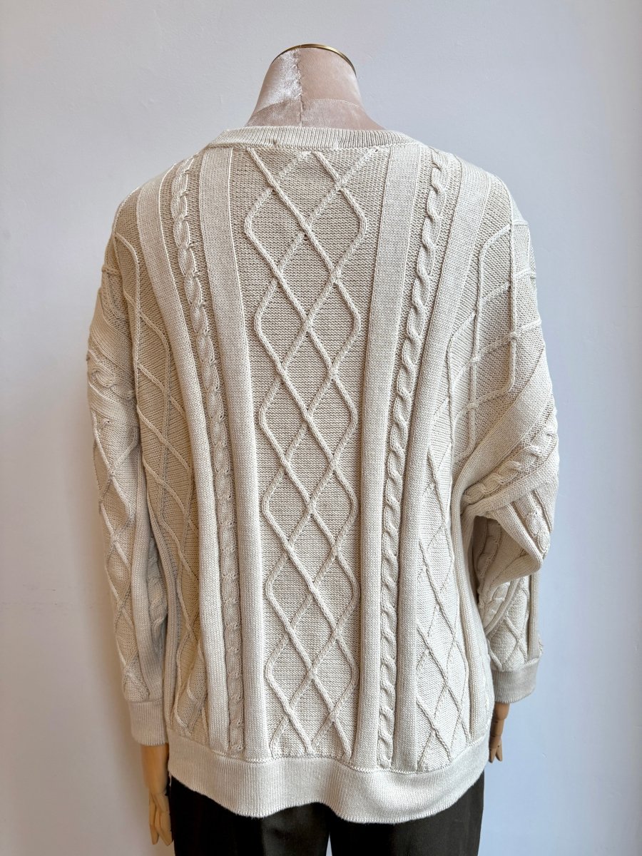 Oversized Cotton Cable Knit Sweater - Antique White - Made X Hudson