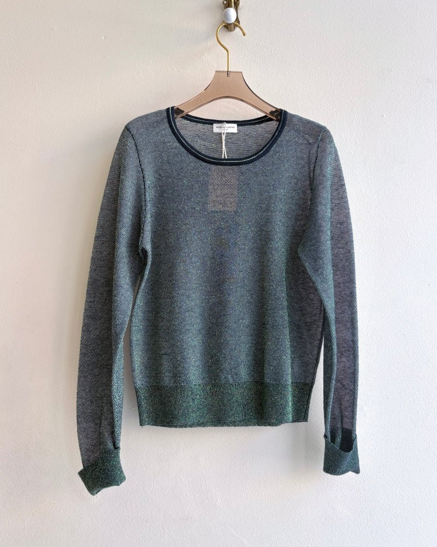 Dries Van Noten | Metallic Green and Navy Sweater (Vintage) - Made X Hudson
