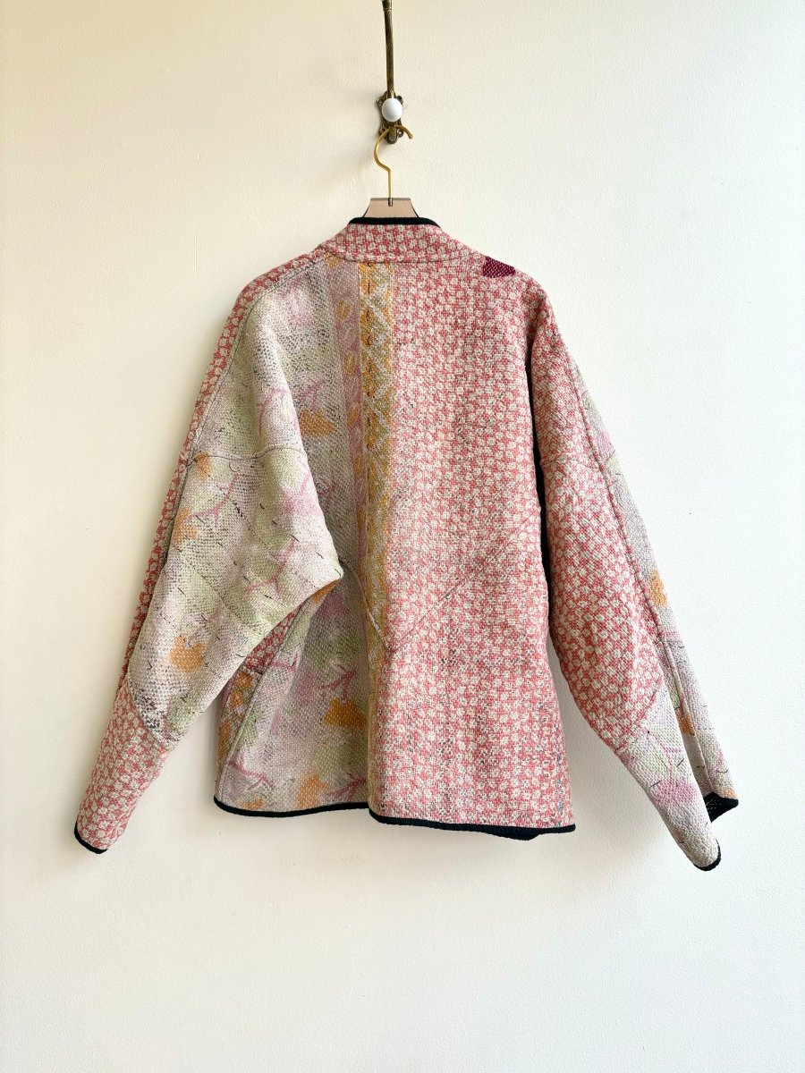 Reversible Ladhiya Quilted Jacket in Colors Black, Red, Blue, Yellow, Floral Patchwork & Peach, Orange, Blush - Made X Hudson