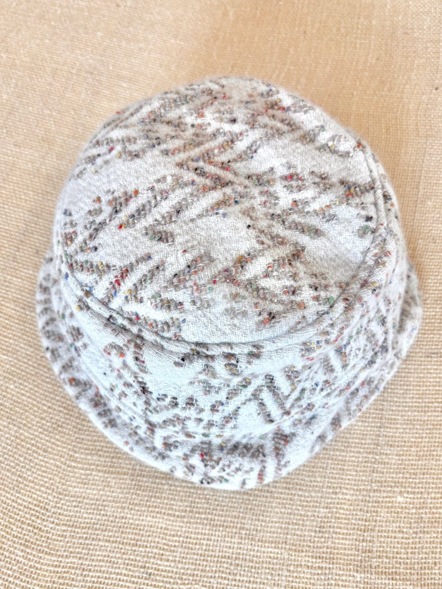 White & Flax Chevron Multi Color Speckled Deadstock Wool Bucket Hat - Made X Hudson