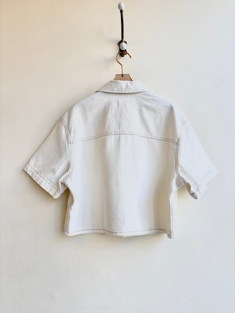 SLVRLAKE | White Button Up Denim Short Sleeve Shirt (Vintage) - Made X Hudson