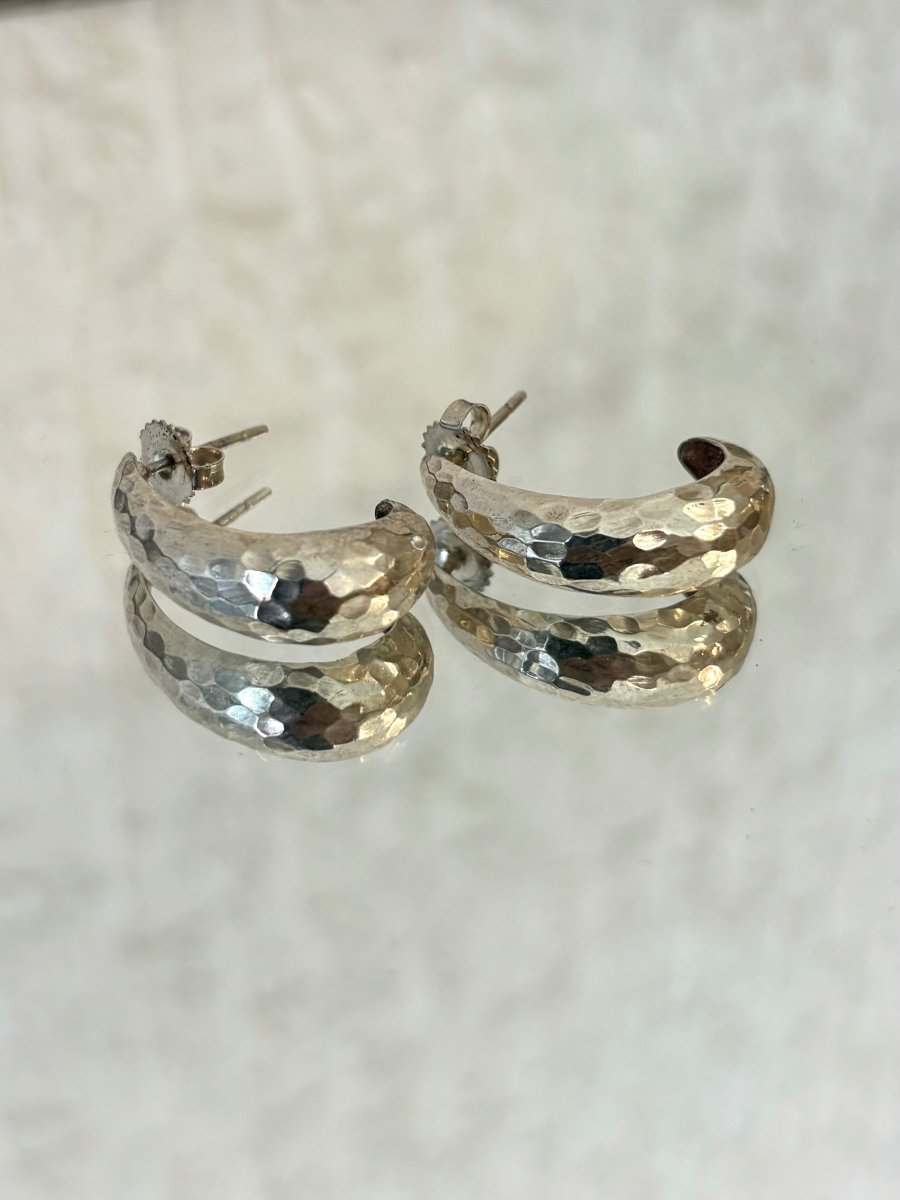 Hammered Open Hoops Sterling Silver Earrings - Made X Hudson