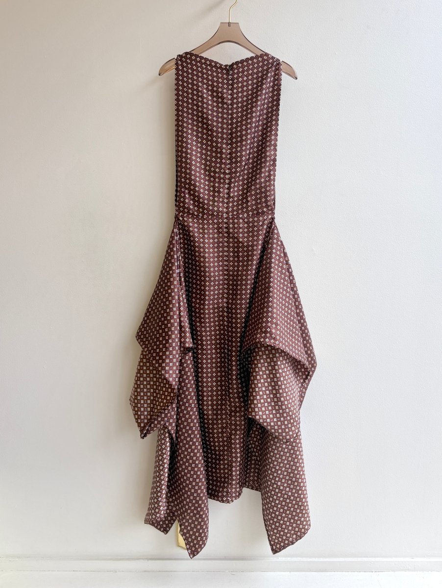 Zero - Waste Dress in Brown Floral Silk - Made X Hudson