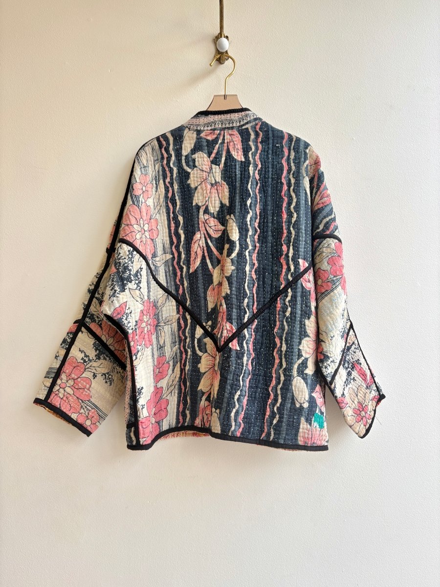 Reversible Ladhiya Quilted Jacket in Colors Black, Pink, Cream & Salmon, Lavender, Gold, Orange - Made X Hudson