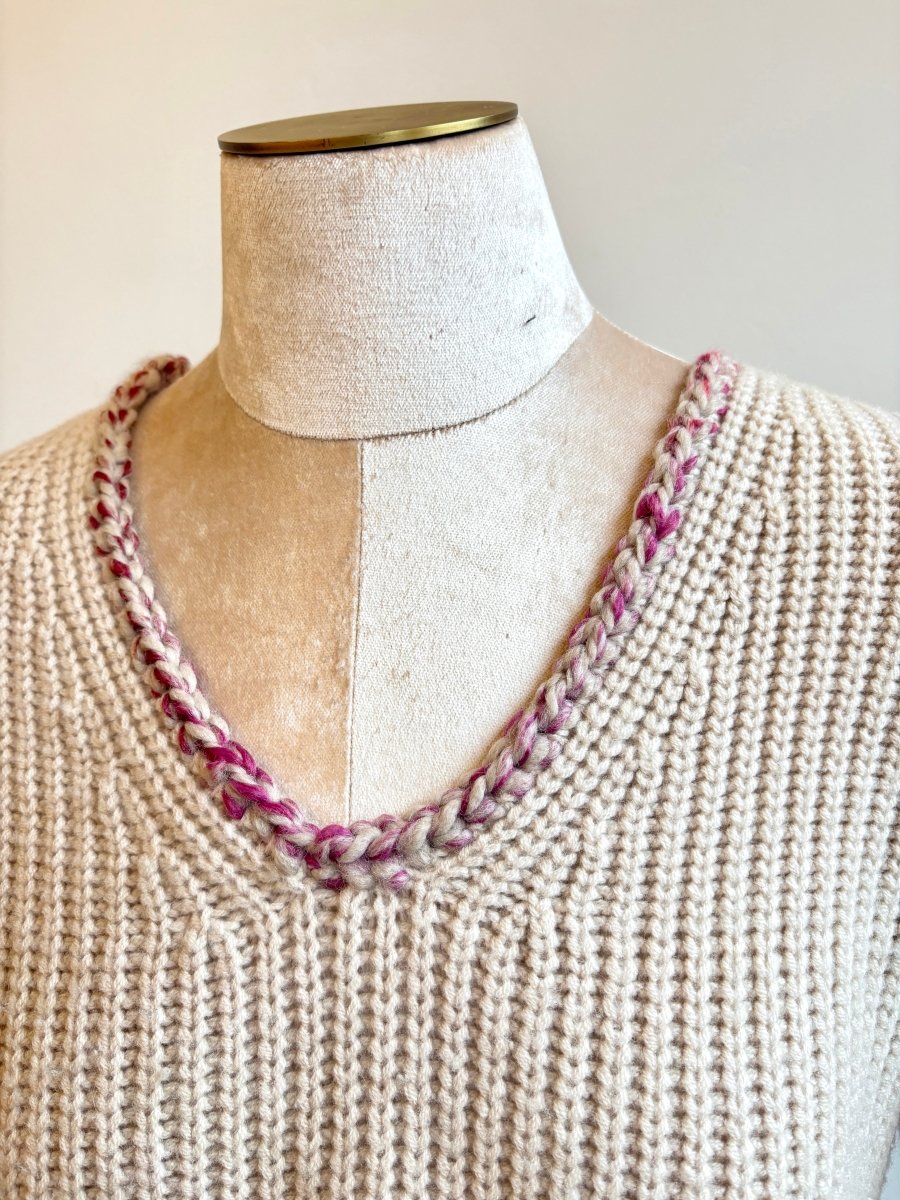 Cream Knit w/ Ruffle Sleeve & Decorative Neckline (Reworked) - Made X Hudson