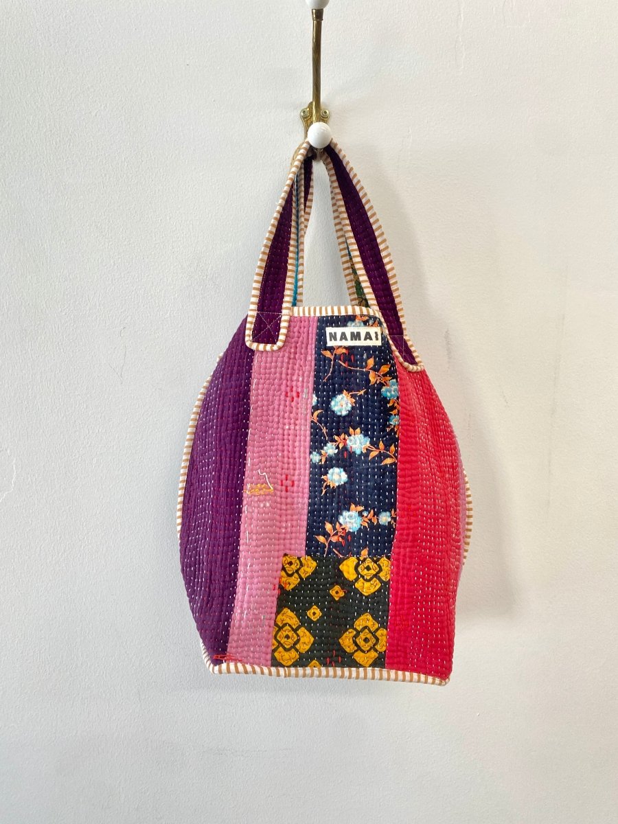 Reversible Xoti II Hand - Quilted Tote Bag in Colors Purple, Pink, Navy, Red, Royal Blue & Teal, Purple, Green - Made X Hudson