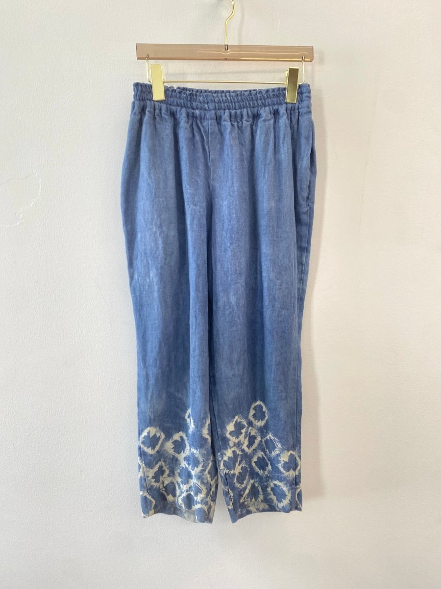 Organic Indigo Linen Shibori - Dyed Cropped Jogger Pants - Made X Hudson