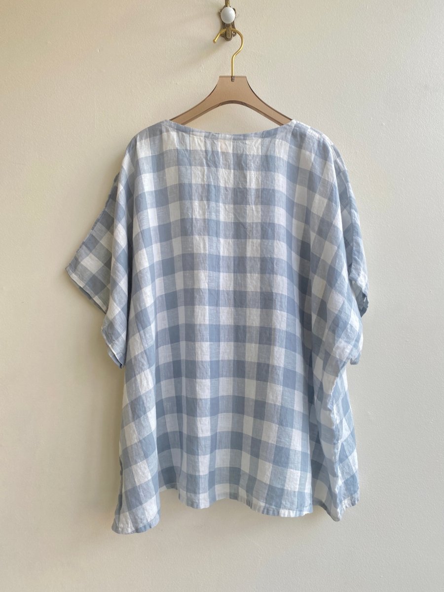 Blue Grey Gingham Studio Tee - Made X Hudson