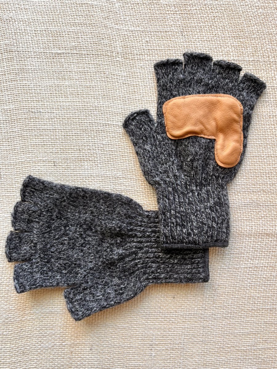 Fingerless Wool Gloves w/ Leather Palms | Men’s (Multiple Colors) - Made X Hudson