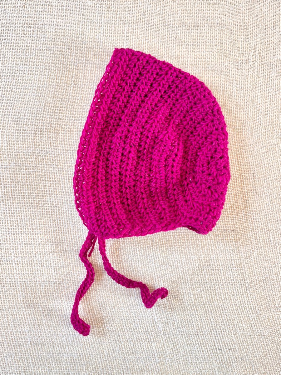 Magenta Bonnet with Ties | Crocheted - Made X Hudson