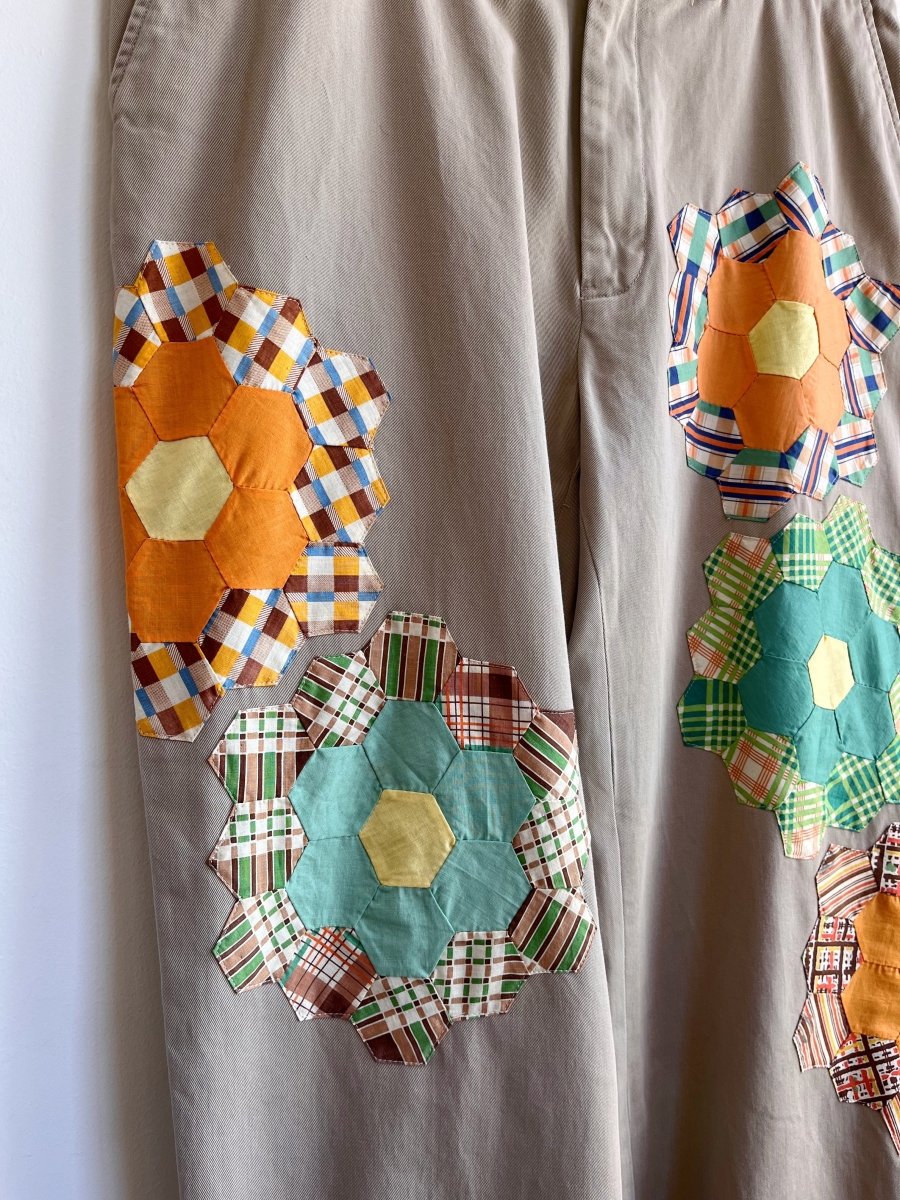 5 Dresden Quilted Plate Blocks Tan Chino Pant (Reworked) - Made X Hudson