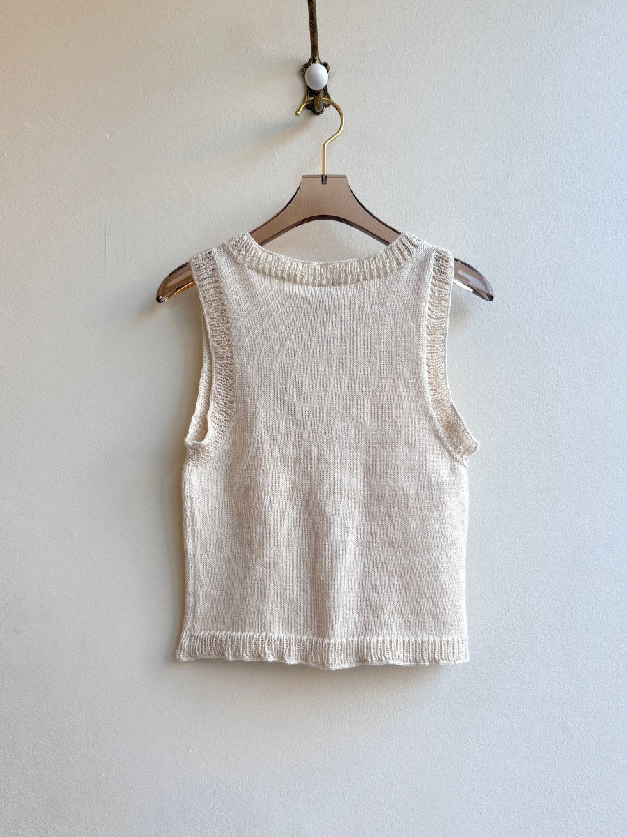 Cream Cotton Sweater Vest w/ Sea Glass Buttons - Made X Hudson