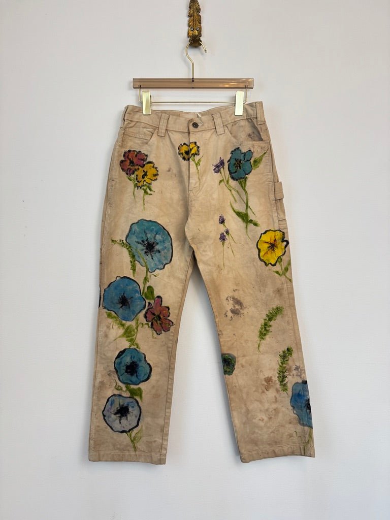 “Pippa” Eco Printed Floral Painter Pants | Hand Painted (Reworked) - Made X Hudson