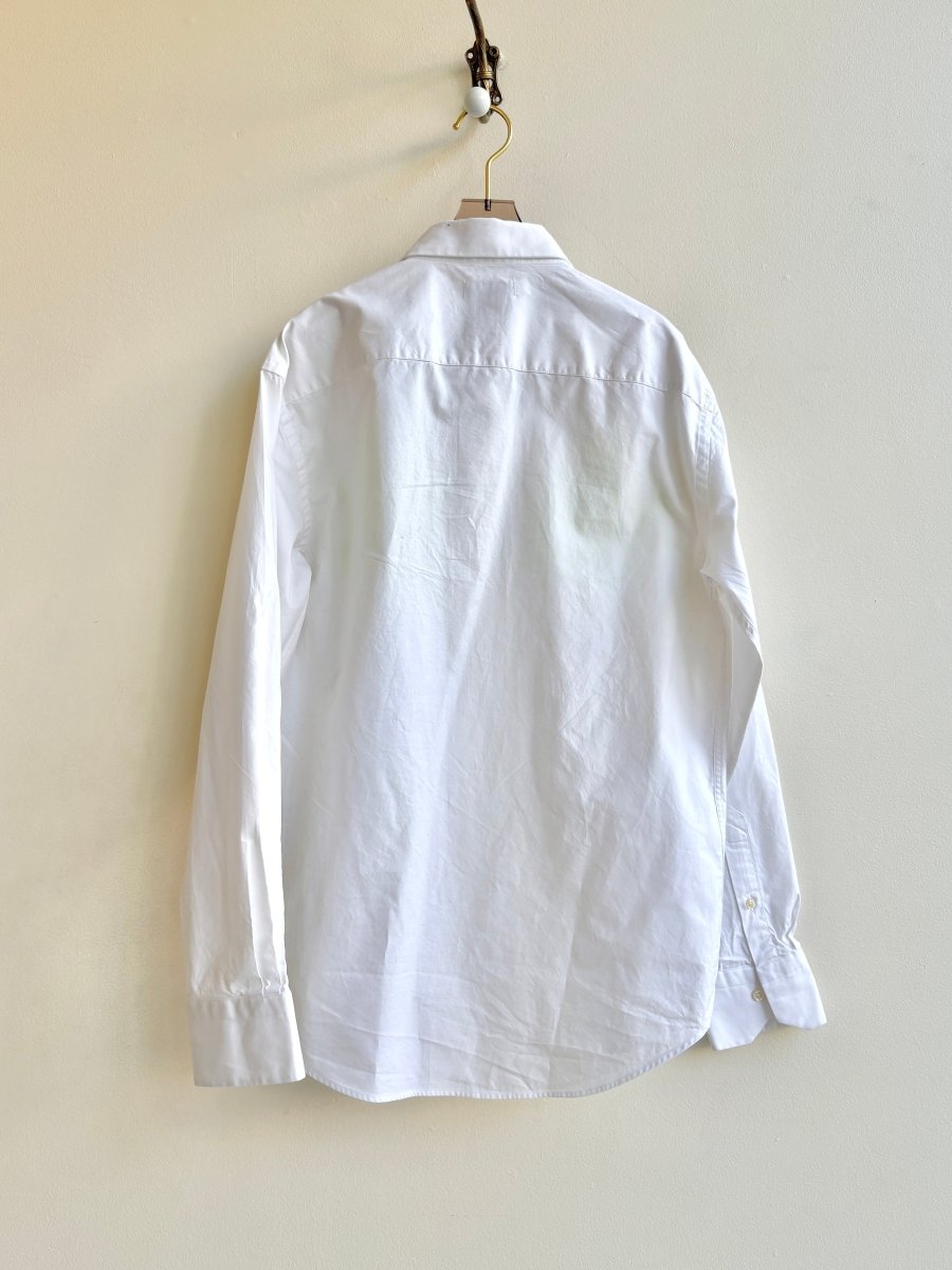 “Sammie” White Neon Embroidered & Stamped Carrot Print Shirt (Reworked) - Made X Hudson