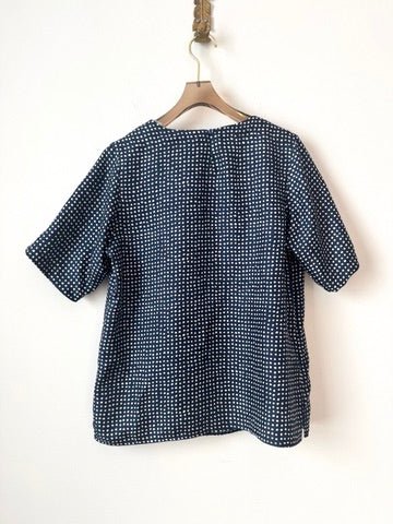 Union Top in Navy Dotted Silk - Made X Hudson