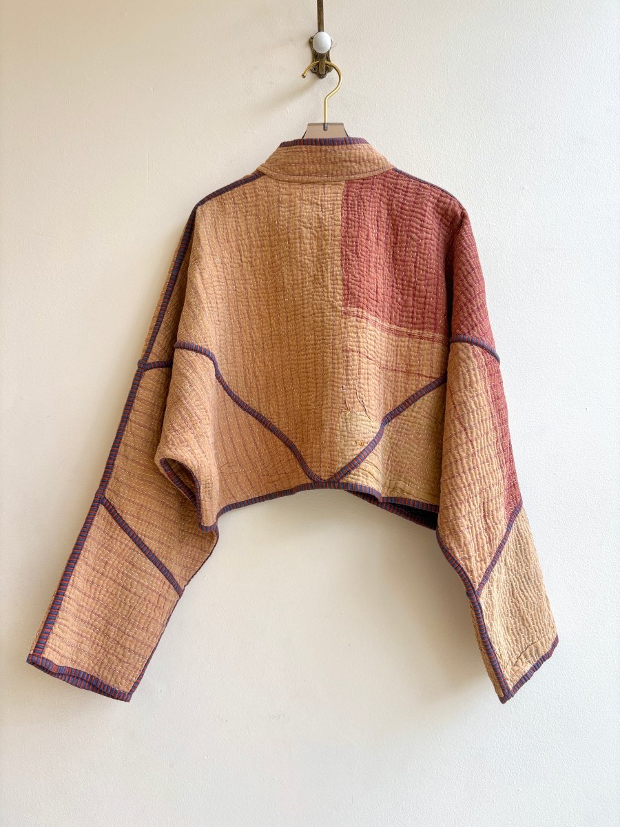 Reversible Kaira Quilted Cropped Jacket in Colors Apricot, Rust, Cobalt & Eggplant, Magenta, Moss - Made X Hudson