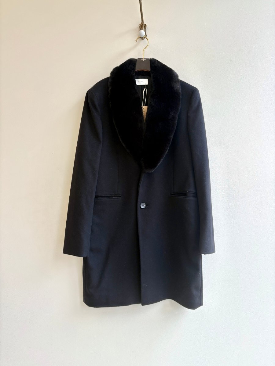 Reiss | Midnight Wool Cashmere and Faux Fur Coat (Vintage) - Made X Hudson