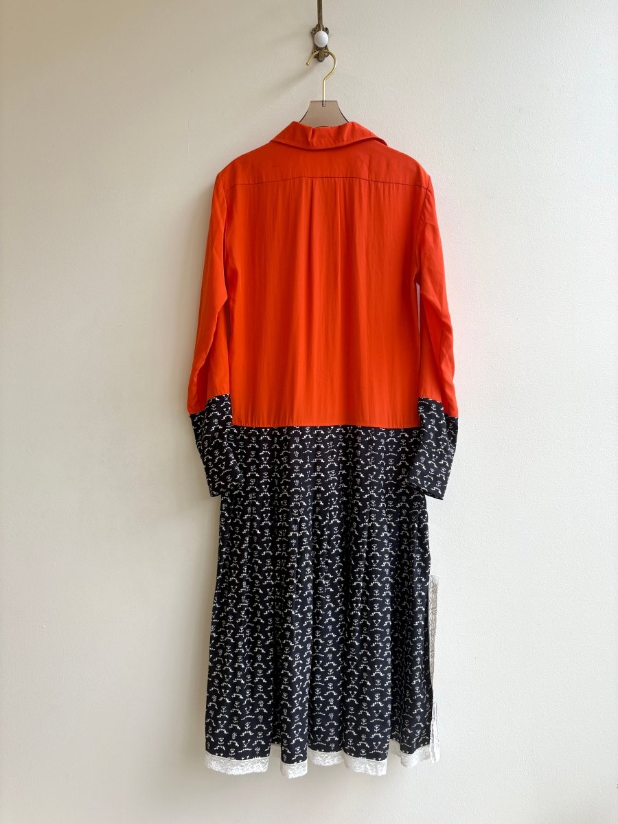Chloé | Orange, Black, and White Floral Dress w/ Belt (Vintage) - Made X Hudson