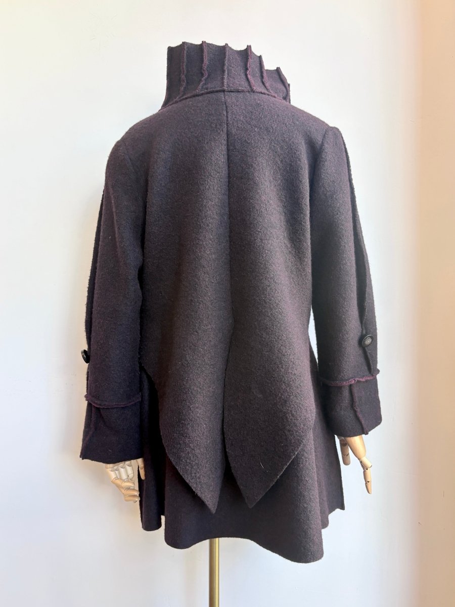 Vilma Mare | Dark Purple Wool Jacket with Pleated Collar (Vintage) - Made X Hudson
