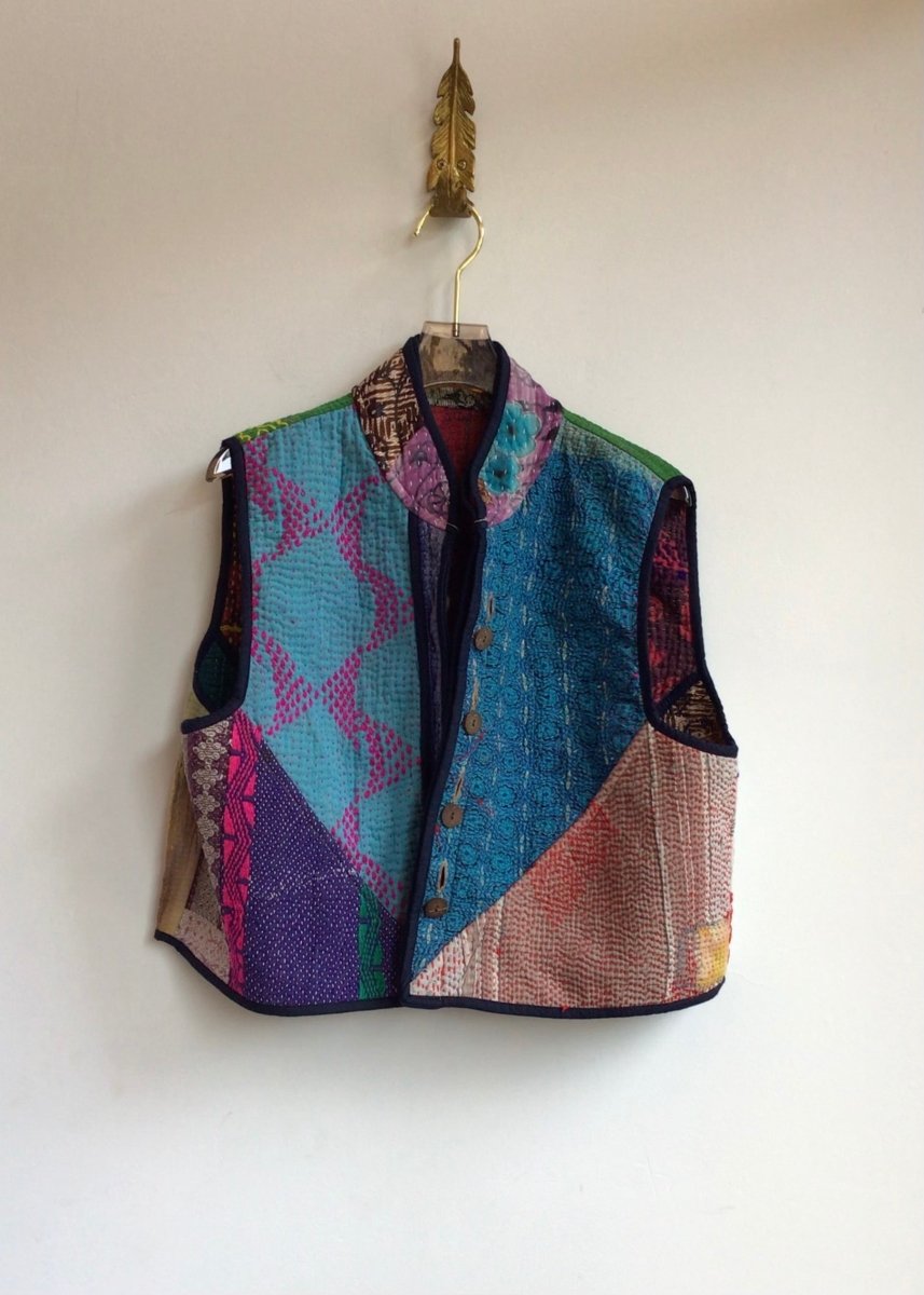 Reversible Kaira Quilted Cropped Vest in Colors Red, Orange, Teal, Burgundy, Grey & Green, Blue, Purple, Cream - Made X Hudson