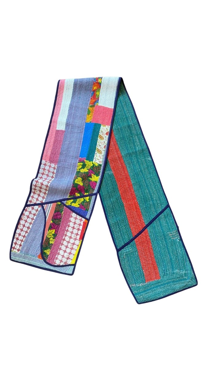 Reversible Quilted Scarf w/ Pockets in Colors Hot Pink, Magenta, Yellow, Purple, Green, Orange & Red, Green, Coral, Blue - Made X Hudson