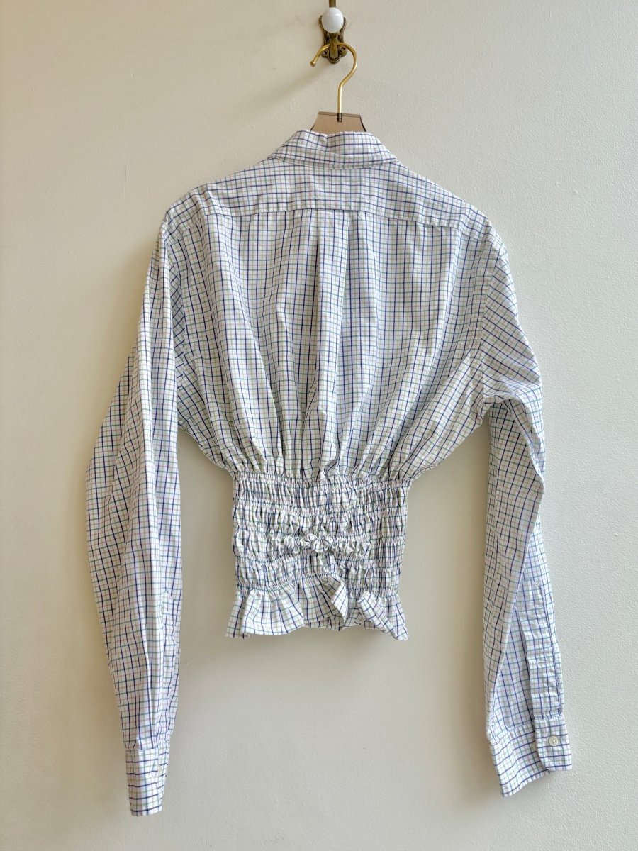The George Top | Grass, Blossom, and Navy Plaid with Smocked Waist (Reworked) - Made X Hudson
