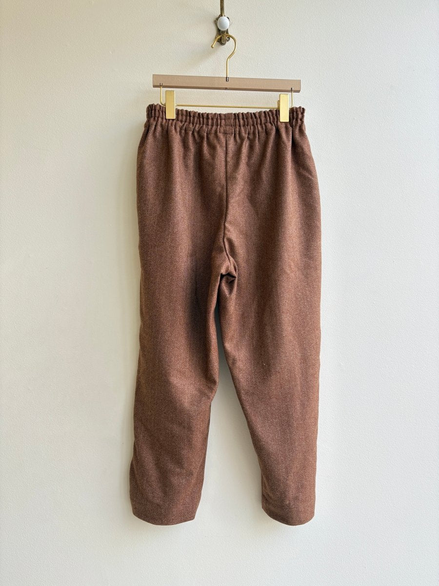 Caramel Herringbone Wool Blend Cropped Joggers - Made X Hudson