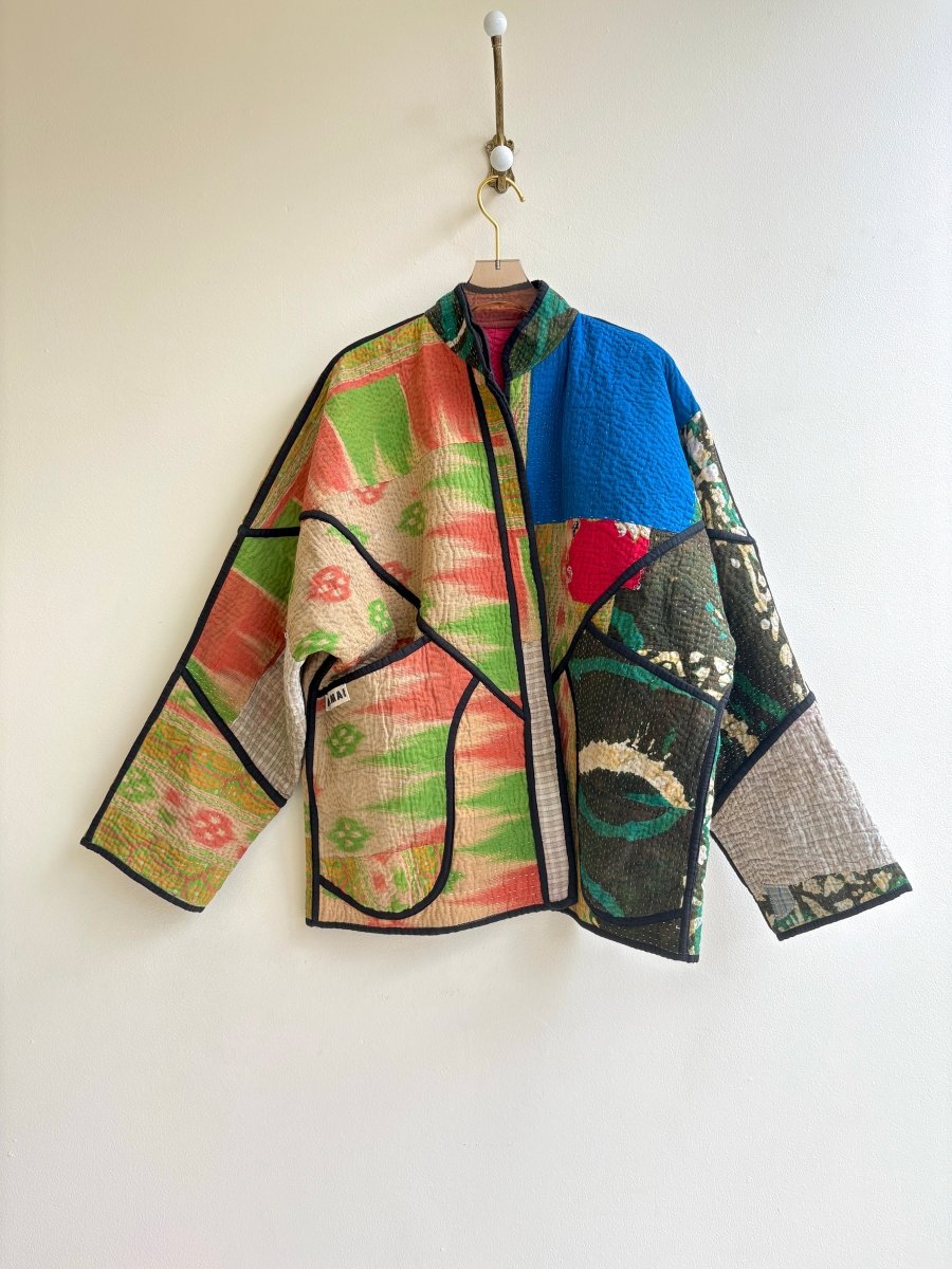 Reversible Ladhiya Quilted Jacket in Tan, Peach, Blue, Green & Red, Purple, Mint, Brown - Made X Hudson