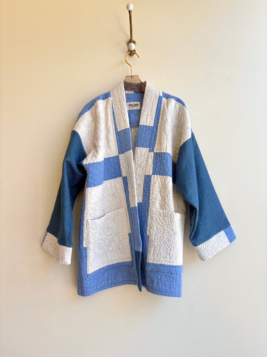 Quilt & Denim Utility Jacket (Sky Blue/ White) - Made X Hudson