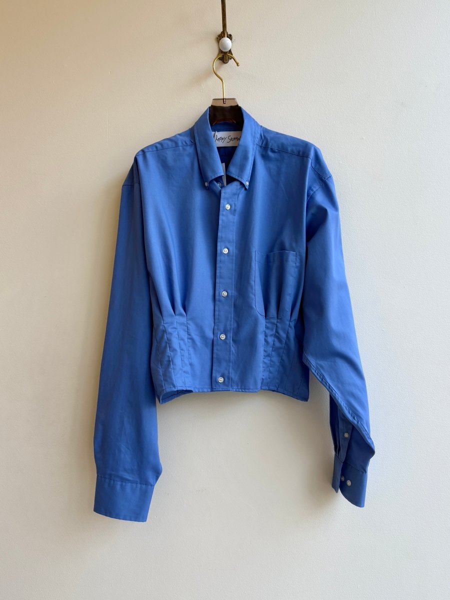 The Kevin Top | Polished Blue Top w/ Gathered Waist (Reworked) - Made X Hudson